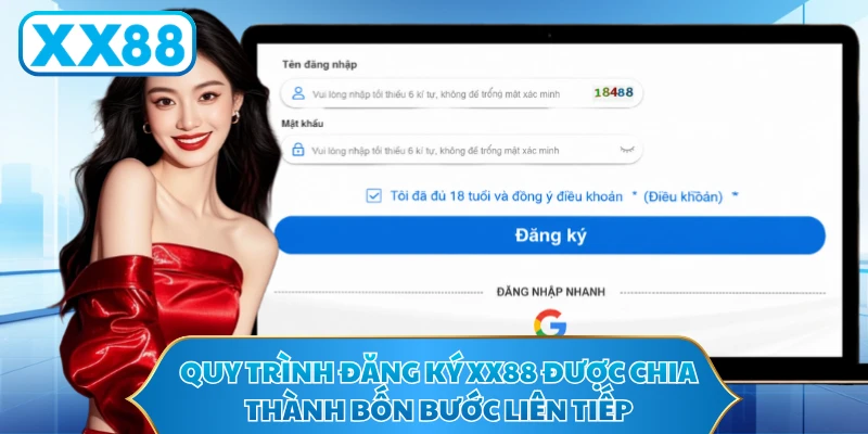 Quy trình đăng ký XX88 được chia thành bốn bước liên tiếp